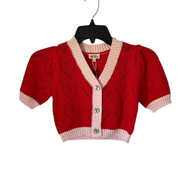 Finding Foxtale Red and Pink Short Sleeve Cardigan - Picture 5 of 6